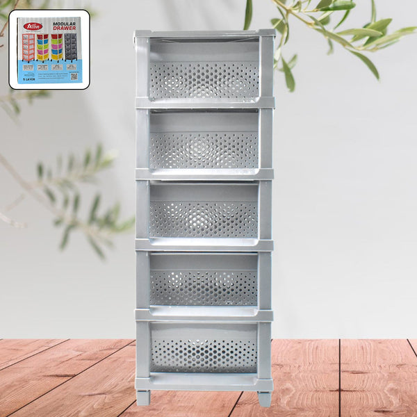 Multi-Purpose Anti-Slip 5 Layer Modular Drawer Storage System (68×33 Cm)