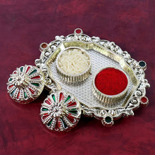 Meenakari Roli–Chawal Pooja Thali -  (1 Pc / Mix design)