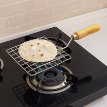 Kitchen Square Stainless Steel Roaster Jali, Barbecue Grill with Wooden Handle