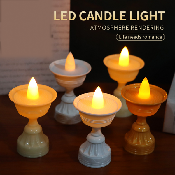 Set of 8 White Water Sensor LED Diyas