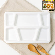 Plastic Multi-Compartment Rectangular Meal Serving Tray / Plate (1 Pc / White)